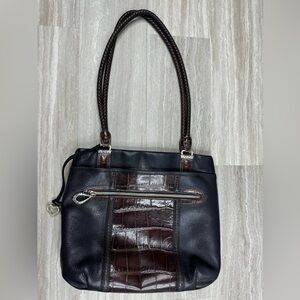 Brighton Mock Croc Braided Strap Shoulder Bag